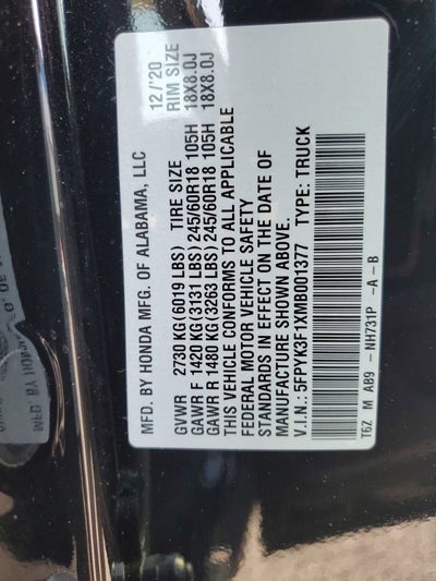 2021 Honda Ridgeline Sport