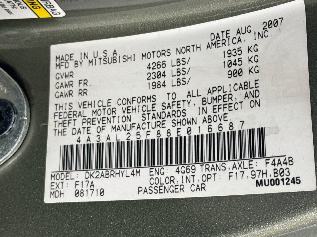 2008 Mitsubishi Eclipse GS Spyder