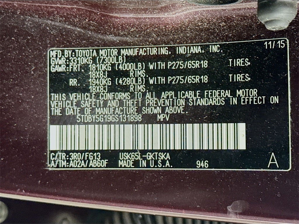 2016 Toyota Sequoia SR5 5.7L