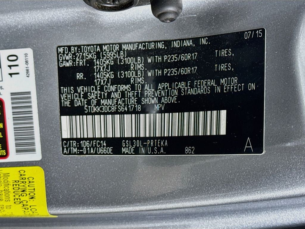 2015 Toyota Sienna LE 8 Passenger